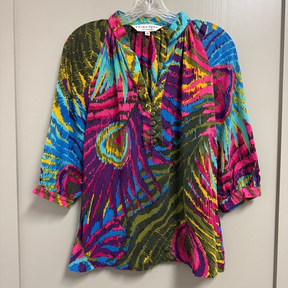 Trina Turk Tops - Trina Turk Nomadic Peacock Ingrid Top in Multi Silk Blend Size Small Popover